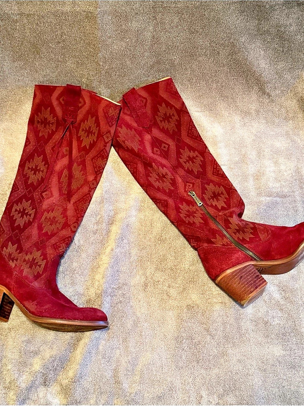 VERACRUZ Aztec Patterned Suede Heeled Boots